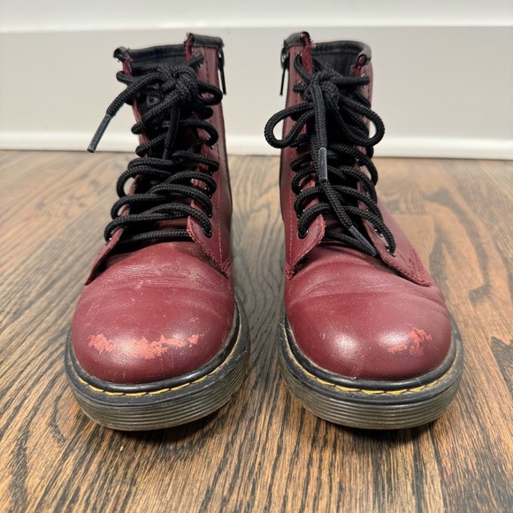 Dr Martens Junior 1460 Softy T Leather Lace Up Burgundy Boots size 1 - Picture 3 of 7